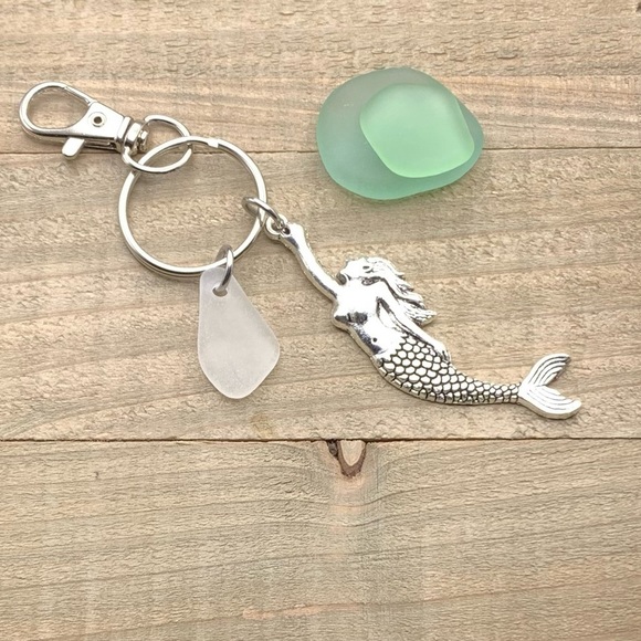 Hand Crafted Other - Sea Glass Mermaid Beach Charm Key Chain| Seaglass Gift New Driver Keychain